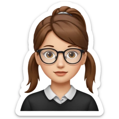 brown haired Ponytail Girl with Glasses sticker