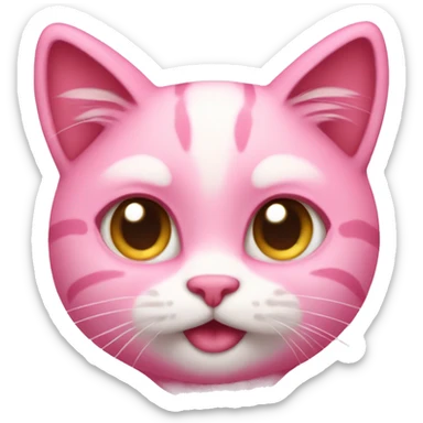 Pink hearted cat sticker