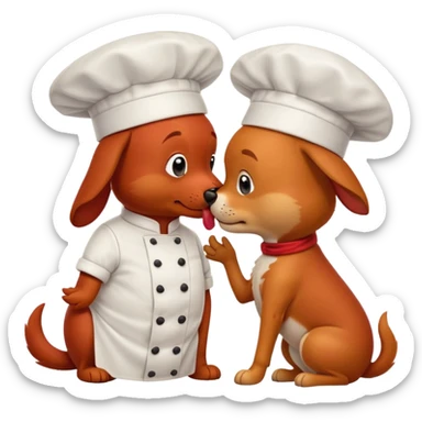 red dog in a chef's hat kisses sticker