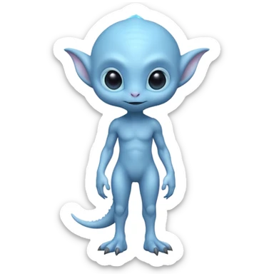 full body cute humanoid peacefull alien furry with 2 legs and eye stalks stands upright and looks intelligent ...wears clothing. not green..looks happy and cudly sticker