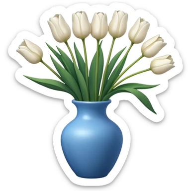 White tulips Flowers in a blue vase sticker