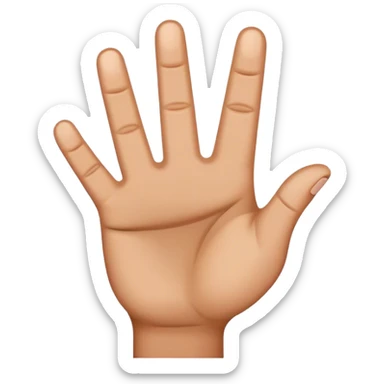 4 fingers up brown hand. Thumb tucked in sticker