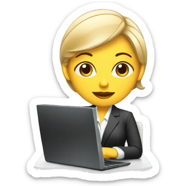 businesswoman with computer sticker