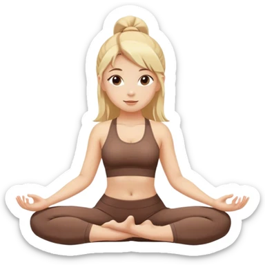 White girl with blonde hair doing yoga brown set sticker