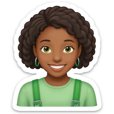 black girl with green braces on her teeth smiling sticker