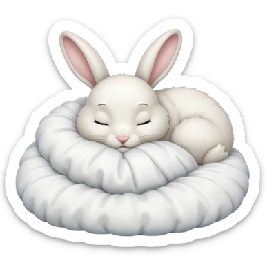 cartoon white rabbit asleep in bed sticker