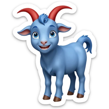 Blue goat whole body pretty smiling excited blue eyes female and superman with reddish hair sticker