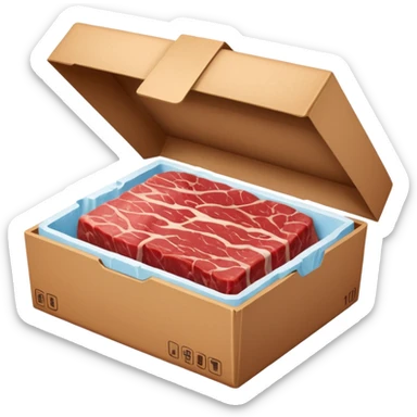 a box of Steak-umm frozen beef, slightly open to show thin beef slices sticker