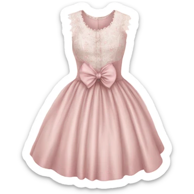 highly detailed pale pink Vintage bow dress with lace and florals  sticker