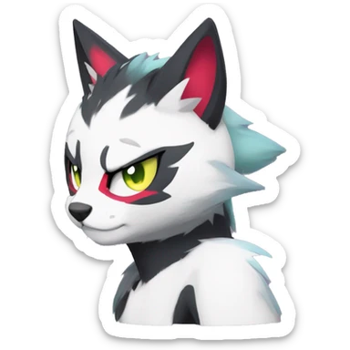 Anthro Dark Beautiful Colorful Shiny Edgy Cool Shy Grumpy FurSona Feline-Zangoose-Fakemon Emo Hair Vtuber Model sticker