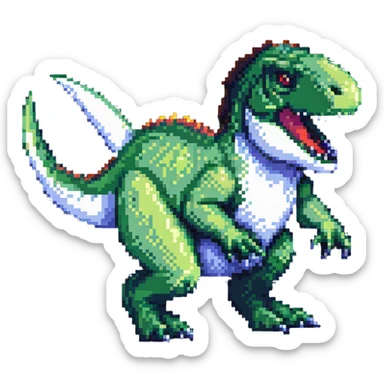 hybrid creature combining a bunny and a T-Rex in pixel art style sticker