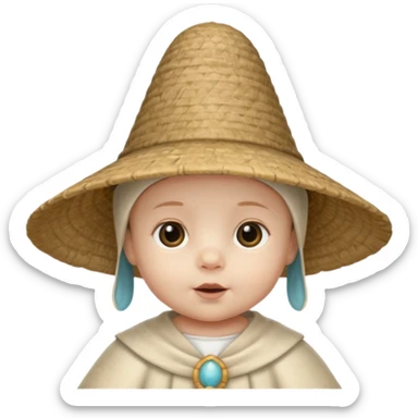 ancient latin baby conical hat, white, half body sticker
