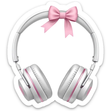 White headphones with pink bow sticker