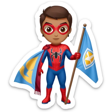 Spider-Man with a Denver Nuggets flag and a Colorado Avalanche flag sticker