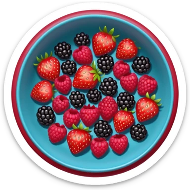 bowl solo de frutos rojos: fresas, moras, frambuesas. con vista desde arriba sticker