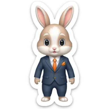 baby bunny in suit no carrot sticker