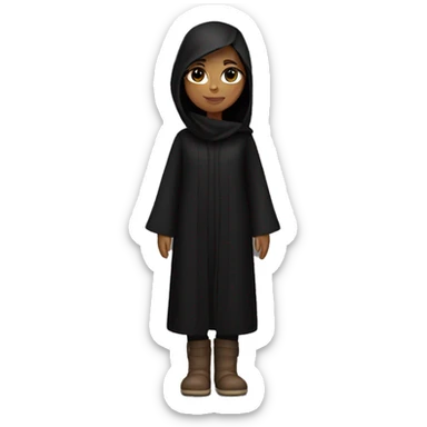 A brunette girl with a long black abaya and ugg sticker