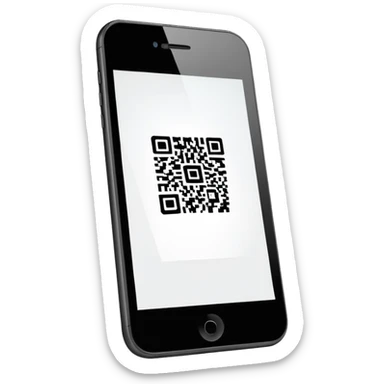 smartphone with QR code displayed on screen sticker