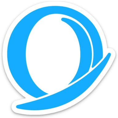 Create a very simple flat color clip art style logo of Opera GX. Use the exact blue color from the reference image. The style should be minimal with no text and a transparent background. sticker