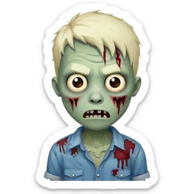A cute and funny zombie shows "Cool" sticker