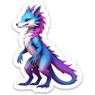 Exotic colorful badass elegant wild beautiful natural cute badass epic anthro modern furry sergal-vernid-creature, full body, colors-gradient pretty hair, aesthetic, art by LiLaiRa, art by art by Falvie sticker