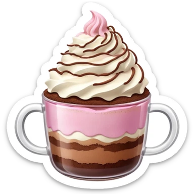 tiramisù dessert in a cup with pink cream on top sticker