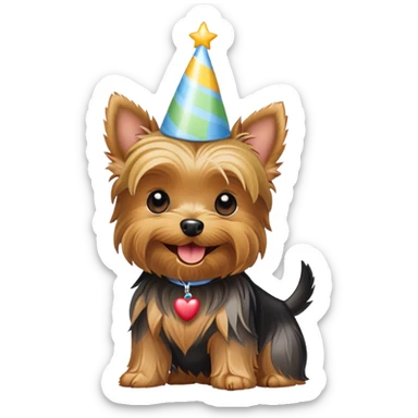 Yorkie saying happy birthday sticker