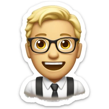 nerd with two front teeth out and pointing up sticker