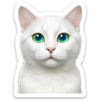 White cat with blue And green heterochromia sticker