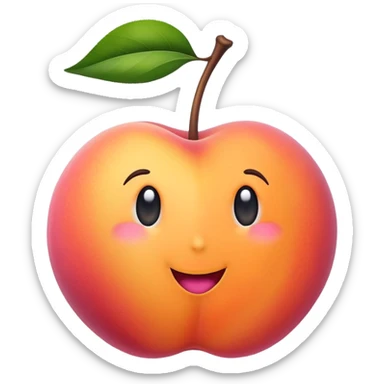 peach fruit with exaggerated curves, playful and juicy sticker