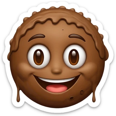 smiling brown mud emoji with a big happy face, cartoonish, in the style of iPhone (Apple) emojis sticker