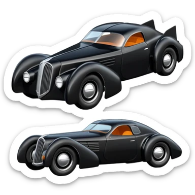  the animated series aerodynamic futuristic Batmobile loosely based on 1936 cord 812 (flat long faceted body) stealthy understated hot rod  sticker