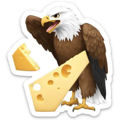 Eagle eating a wedge of cheese sticker