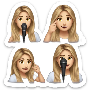 Lia Marie Johnson with a microphone sticker