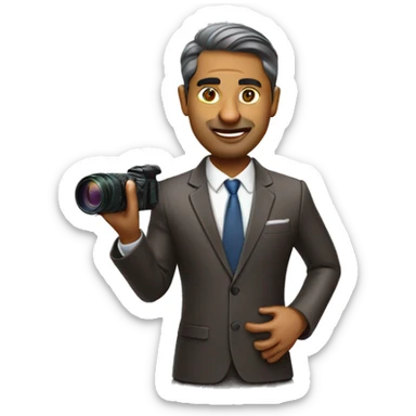 indian corporate business owner shooting food photo & video sticker