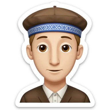 fai un uomo con il naso lungo che pende tipo vilager di Minecraft però mettigli un cappellino ebreo e le ciocche ebree ai lati sticker