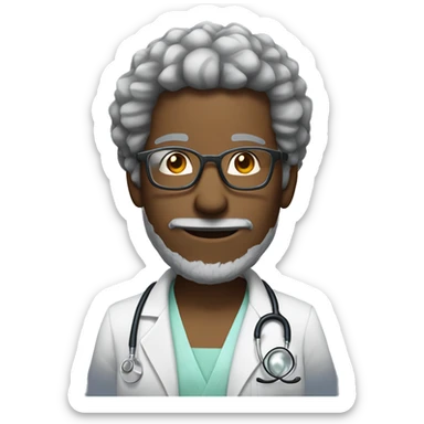 African-American man-doctor- short-gray-Afro-faded-haircut-glasses-five o’clock-shadow-short-gray-beard-smiling  sticker