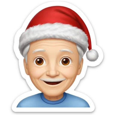 elderly with red xmas hat sticker