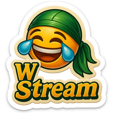 laughing crying 
lol face
Change His durag To Green
Add the words W Stream sticker