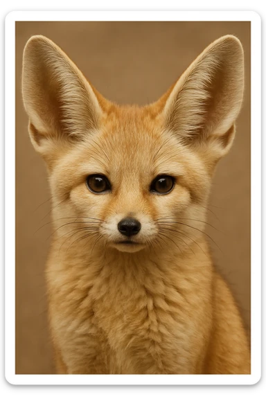 head of a fennec fox, detailed fur, large ears, neutral expression sticker