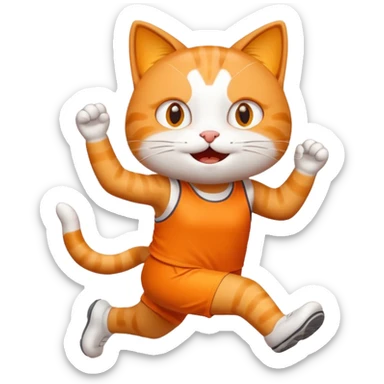 happy cat finishing a marathon sticker