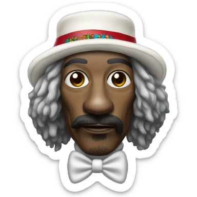 Snoop dogg with a clown nose and fur hat sticker