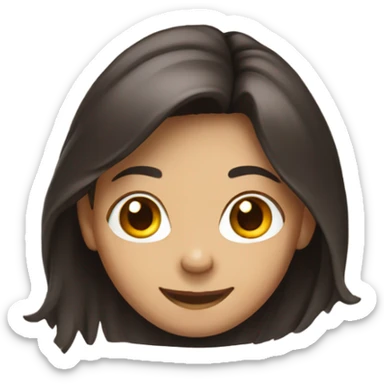 smiling girl with long dark brown hair sticker