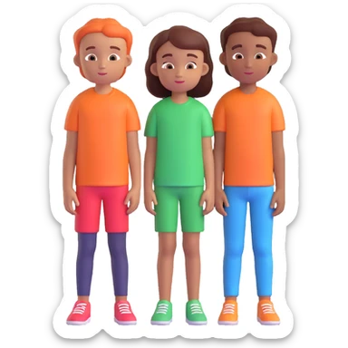 Slightly increase the volume of the upper body of the girl, separate the girl and the boy from each other, and make the skin color the same for both characters. Maintain the cartoonish 3D style. sticker