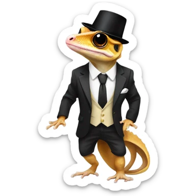 Crested gecko wearing a suit sticker