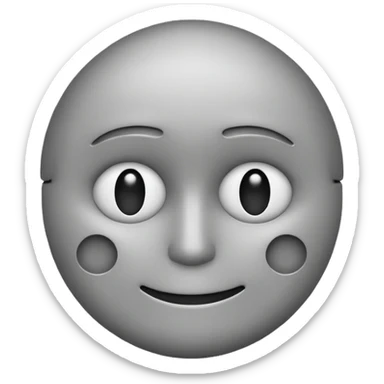 minimalist illustration of a neutral gray emoji face, , representing emotional isolation through algorithms. cold tone, grayscale color palette, subtle noise texture, geometric and mechanical look, emotionless expression, digital abstraction, soft vignette on white background. sticker