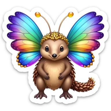 echidna with butterfly wings and sparkle sticker