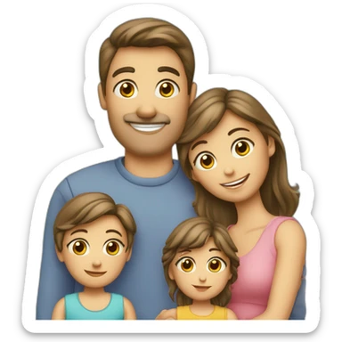 Famille 4 personne 1 fils aîné 1 fille cadette 1 père 1 mère sticker