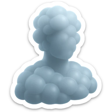A person from the shoulders up, entirely composed of fluffy white convex clouds sticker