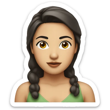 a pleasantly chubby hispanic female who is brunette with long eyelashes and full lips with below shoulders sticker